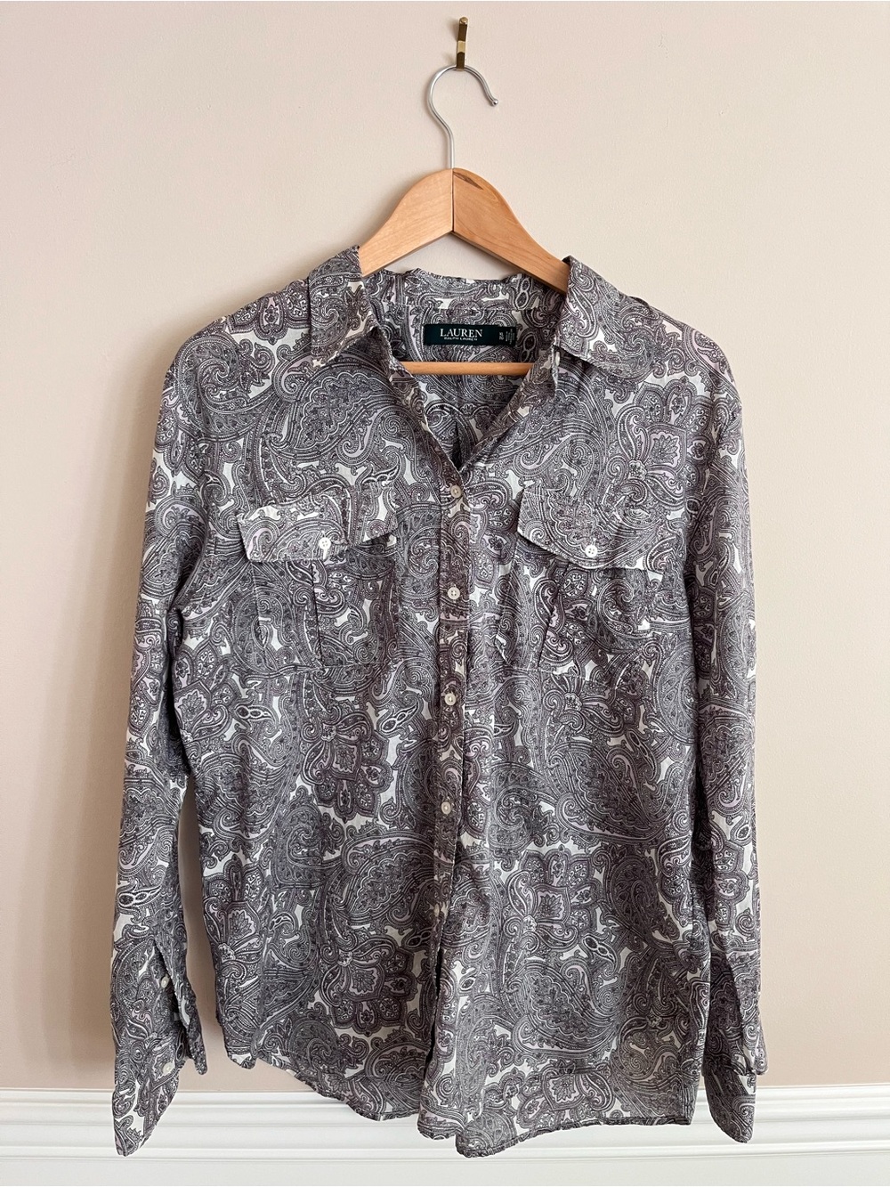 LAUREN RALPH LAUREN 100% cotton paisley button down size XL